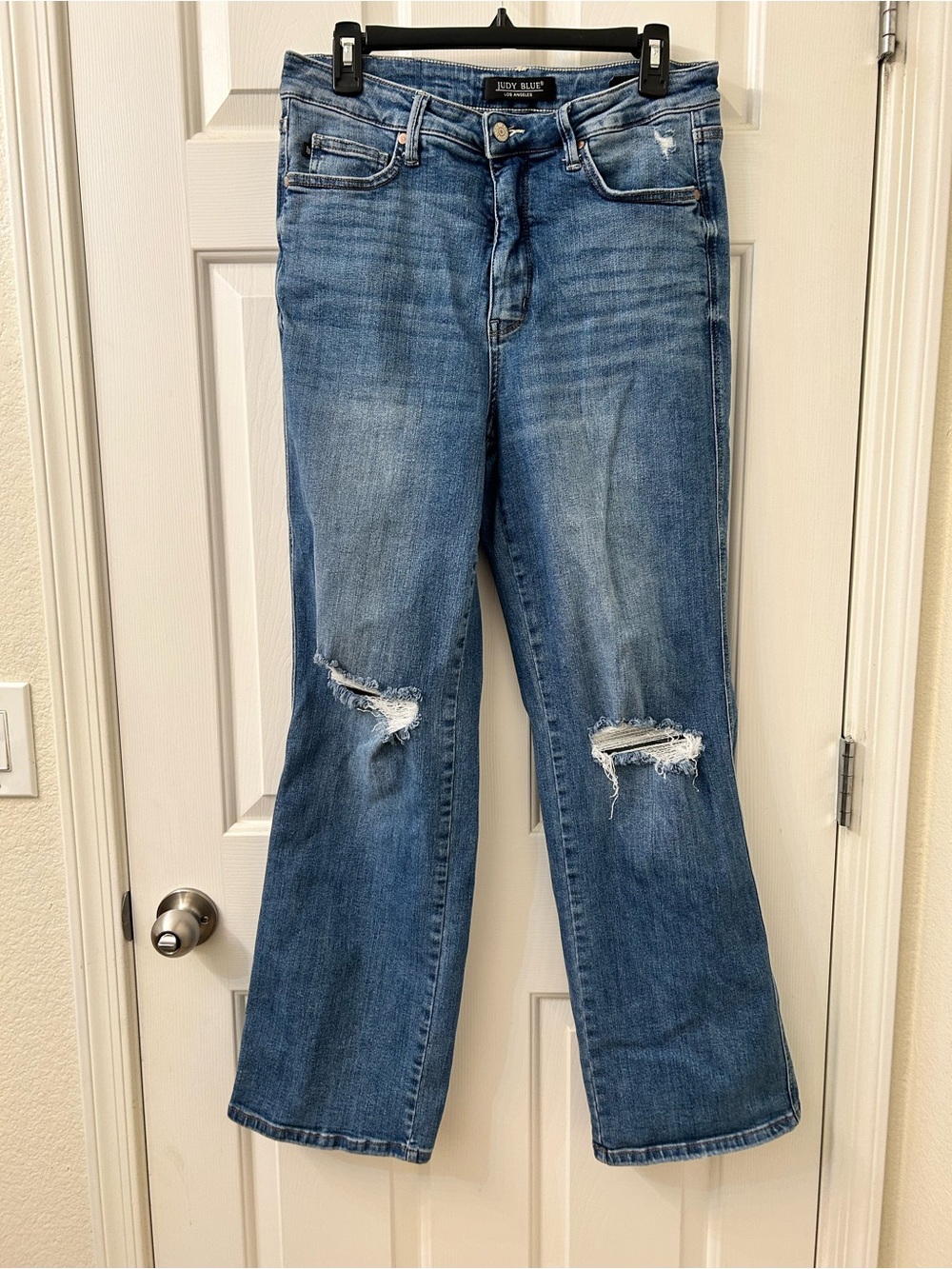 Judy Blue Medium Blue Distressed Flare Jeans